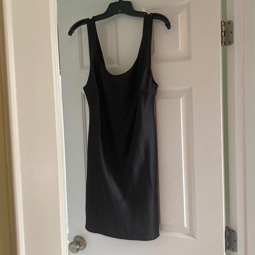 Asos Design black satin slip mini dress